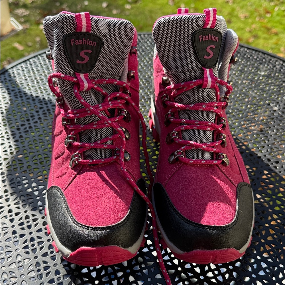 Women's Athletic Hiking Shoes - Pink and Black